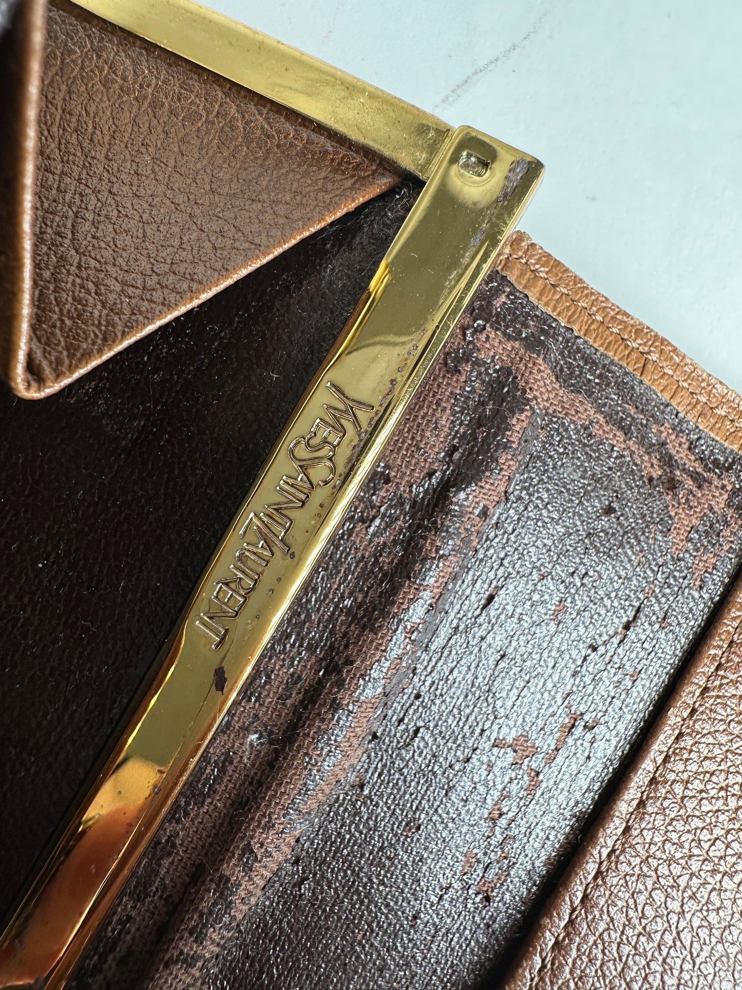 Vintage Yves Saint Laurent Leather Long Wallet Brown
