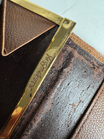 Vintage Yves Saint Laurent Leather Long Wallet Brown