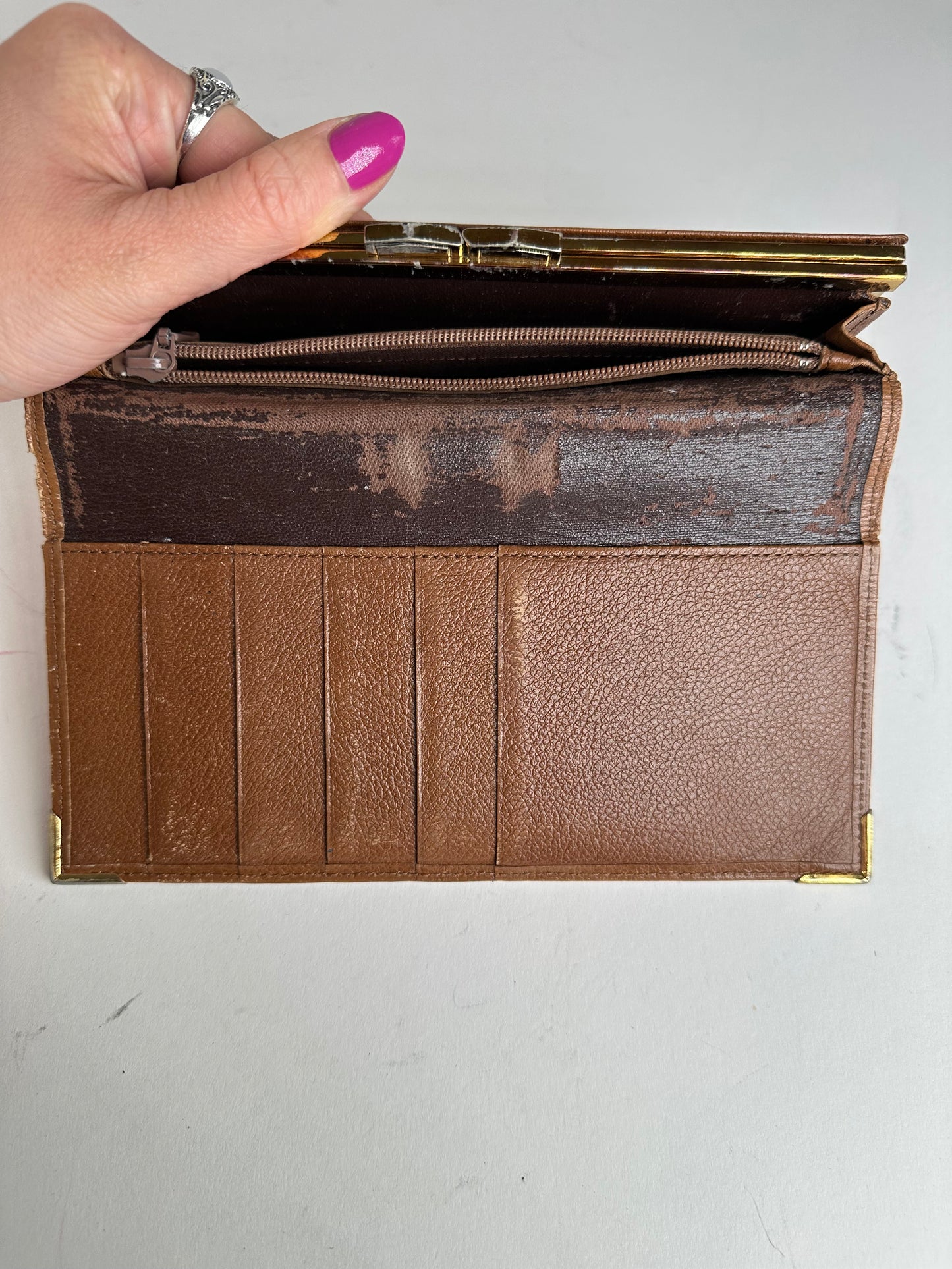 Vintage Yves Saint Laurent Leather Long Wallet Brown