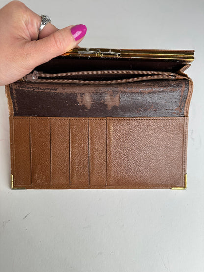 Vintage Yves Saint Laurent Leather Long Wallet Brown