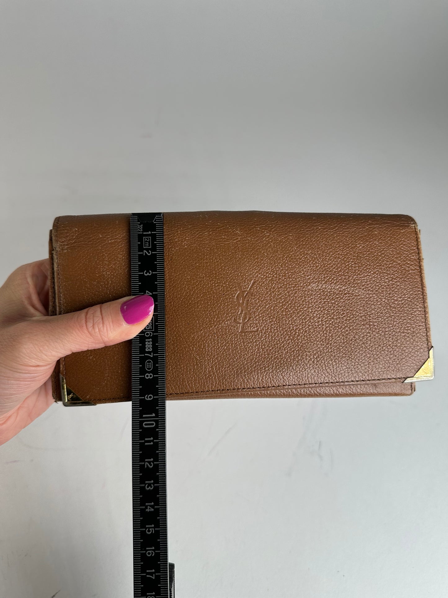 Vintage Yves Saint Laurent Leather Long Wallet Brown