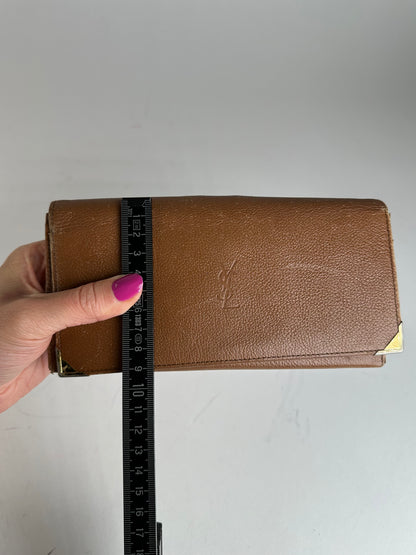 Vintage Yves Saint Laurent Leather Long Wallet Brown