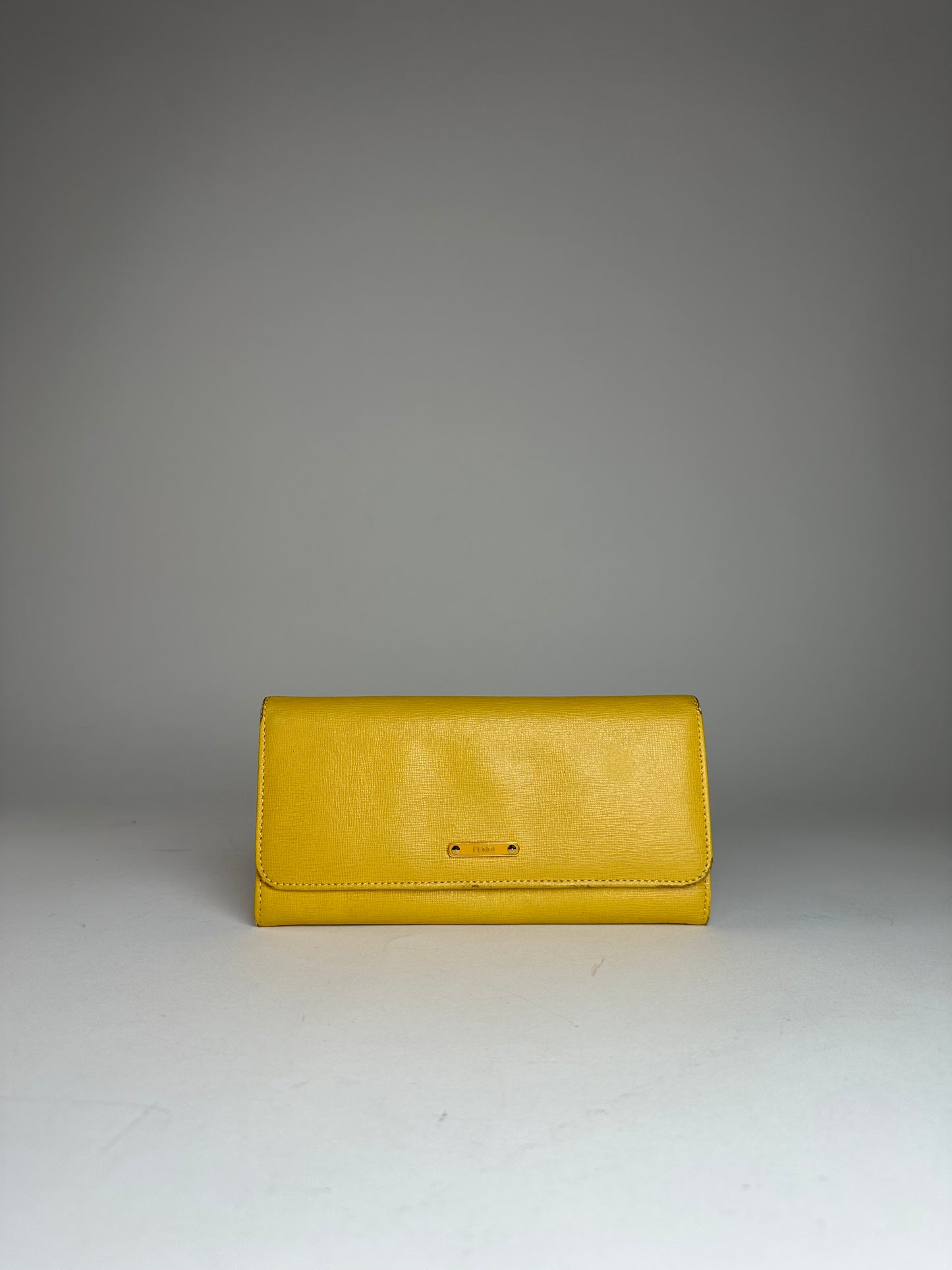 Vintage Fendi Leather Long Wallet Yellow