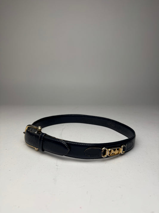 Vintage Celine Paris Leather belt navy