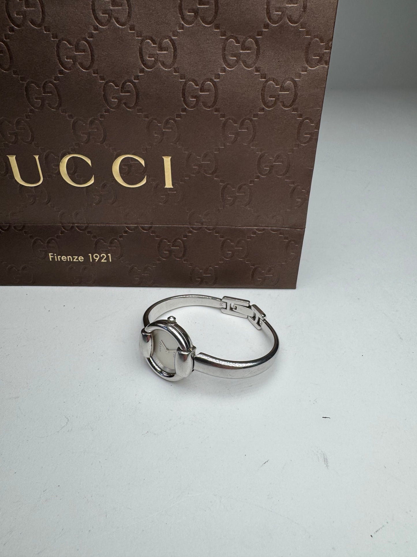 Vintage Gucci Horsebit Steel Watch Silver
