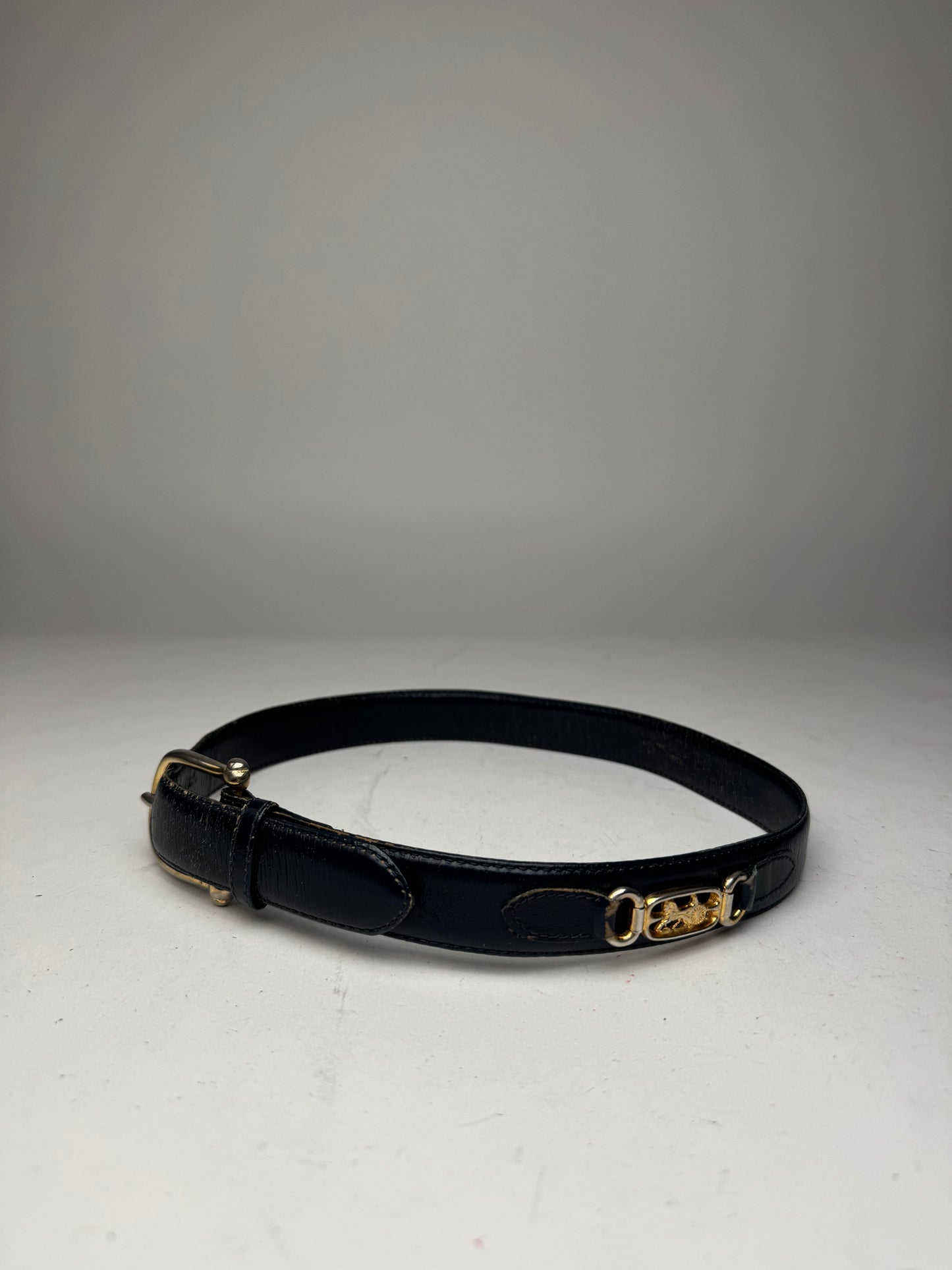 Vintage Celine Paris Leather belt navy