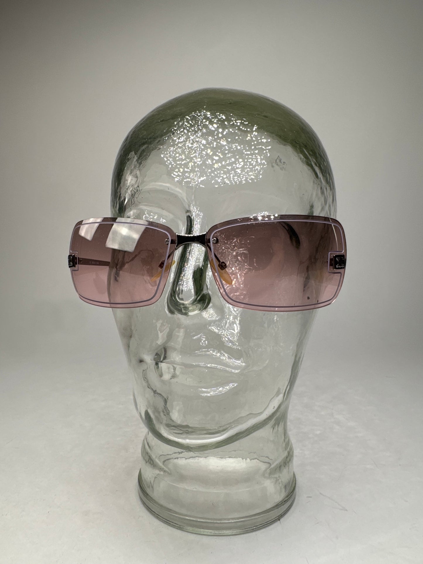 Vintage Celine Paris rimless Sunglasses silver Purple