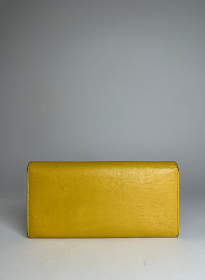 Vintage Fendi Leather Long Wallet Yellow