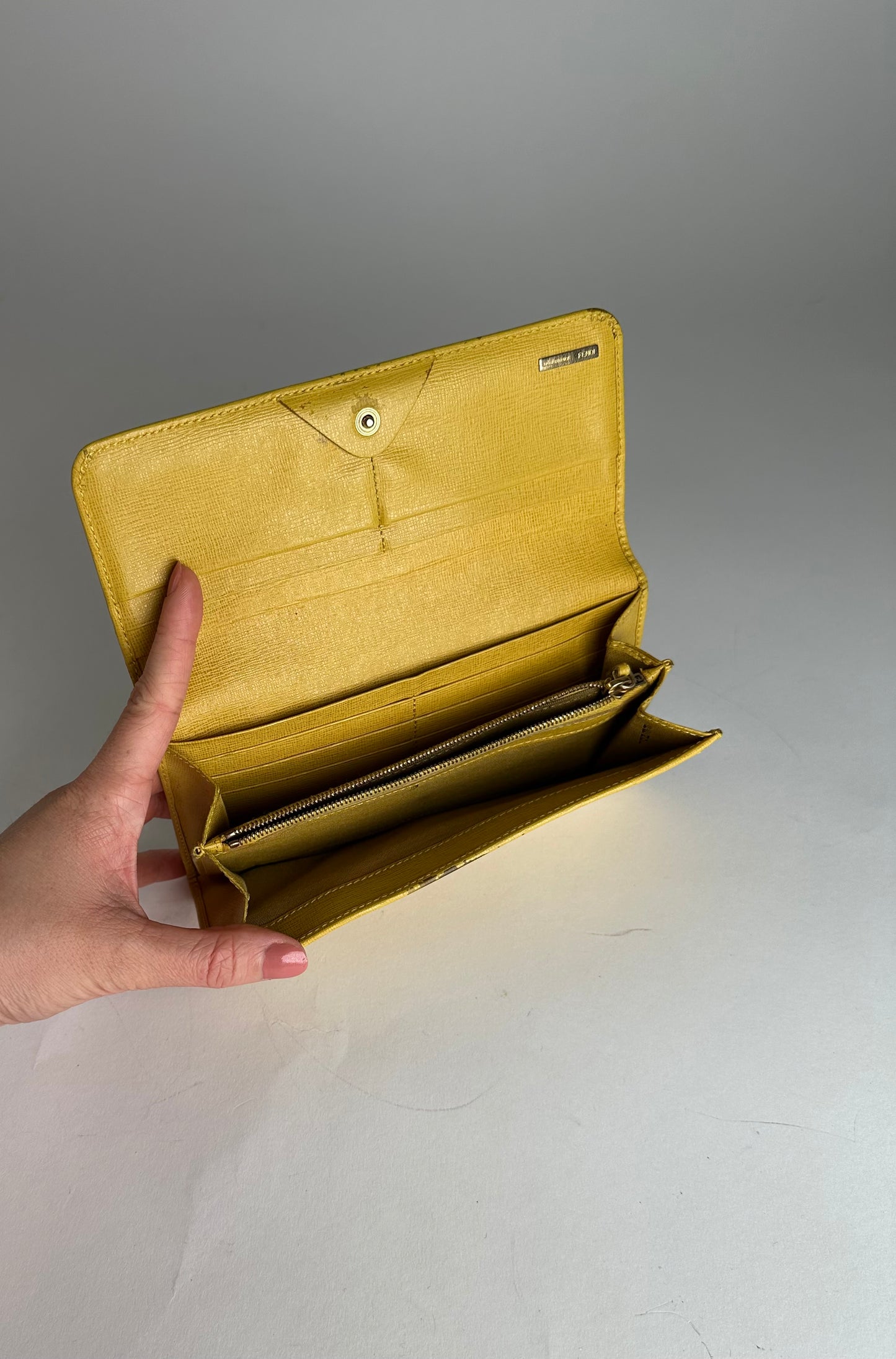 Vintage Fendi Leather Long Wallet Yellow