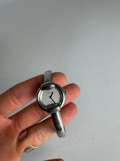 Vintage Gucci Horsebit Steel Watch Silver