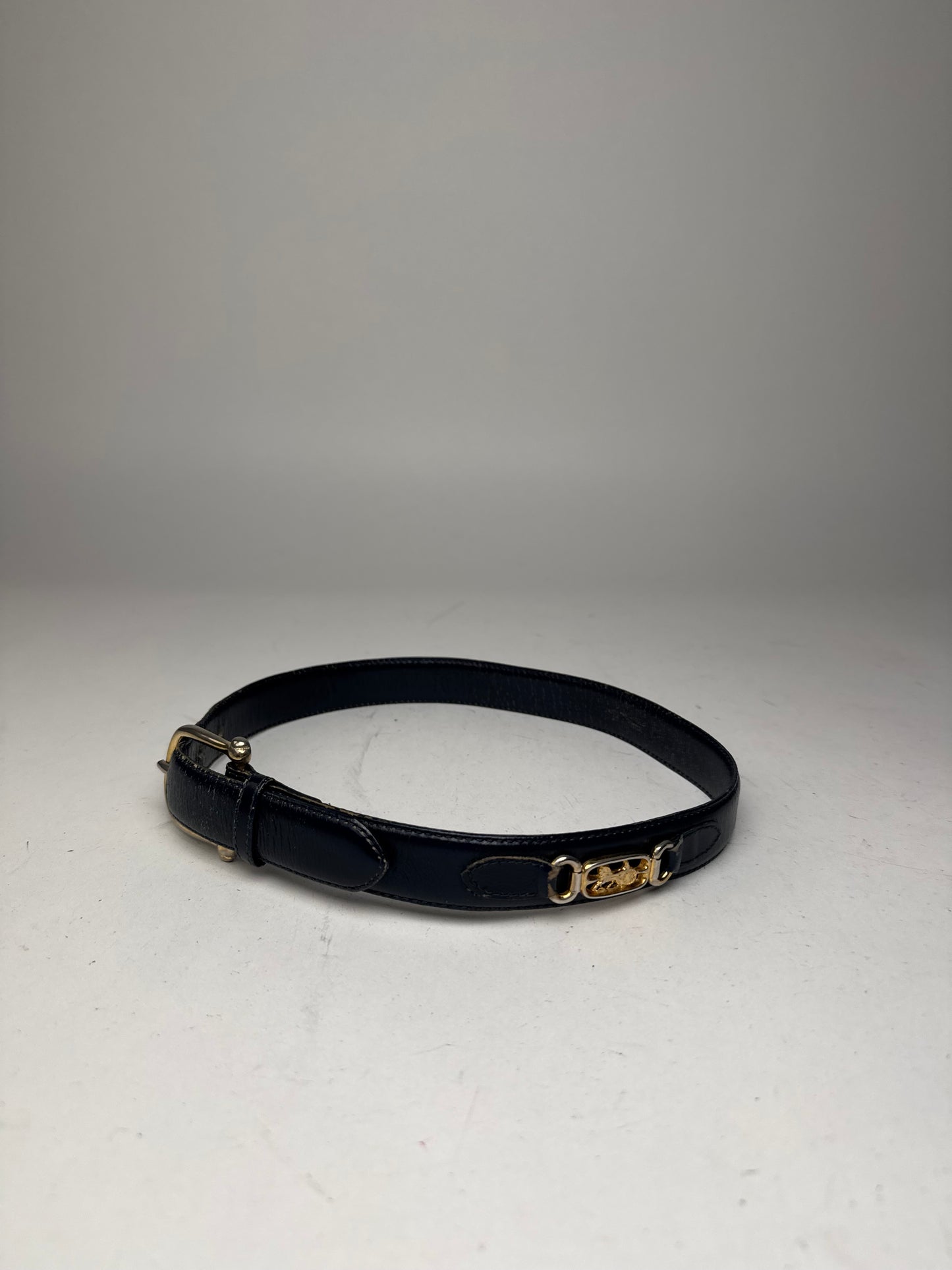 Vintage Celine Paris Leather belt navy