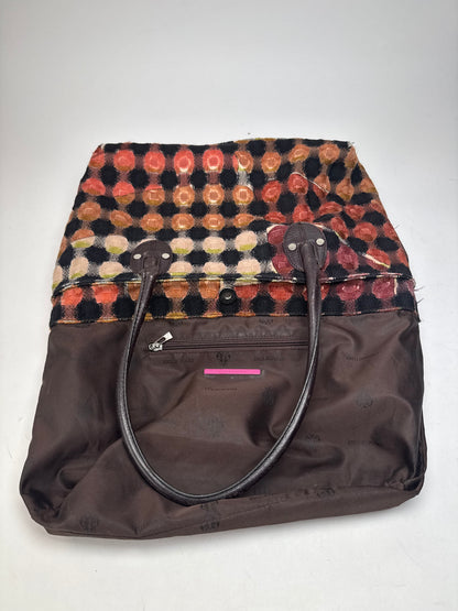 Vintage Emilio Pucci Wool Leather Handbag Brown / Black / Orange