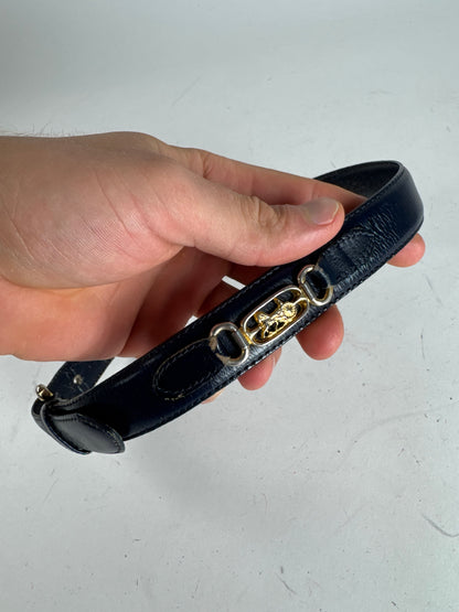 Vintage Celine Paris Leather belt navy