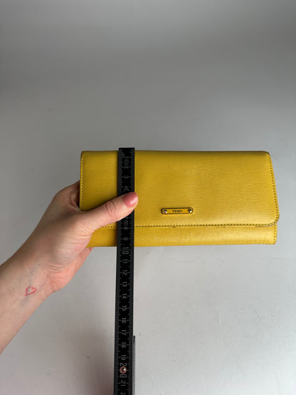 Vintage Fendi Leather Long Wallet Yellow