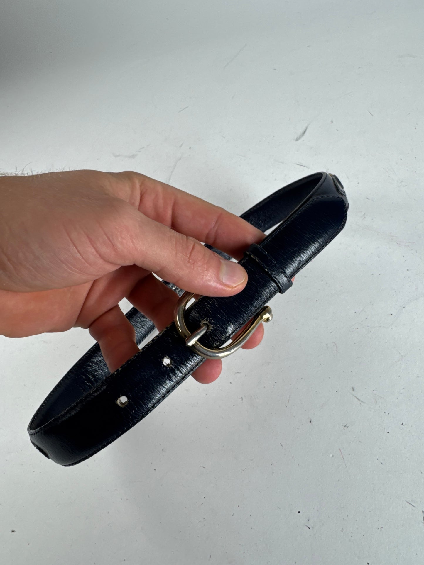 Vintage Celine Paris Leather belt navy