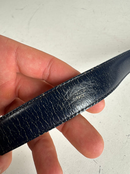 Vintage Celine Paris Leather belt navy
