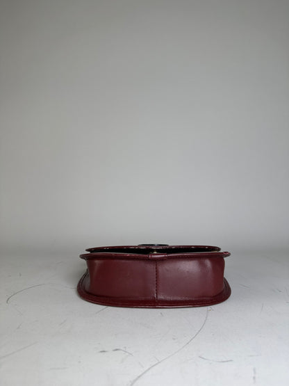 Vintage Cartier Leather Shoulder Bag Burgundy Gold