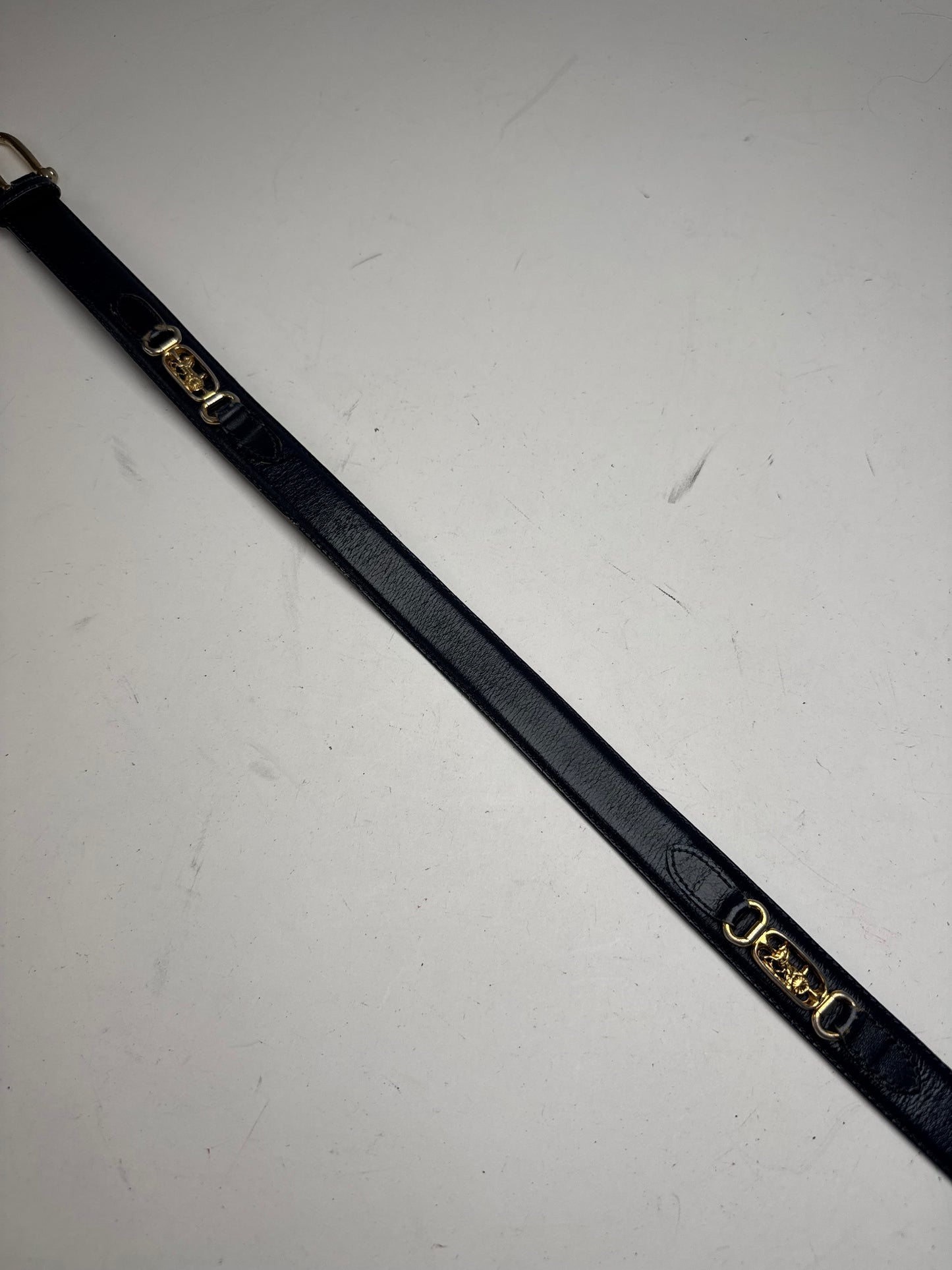 Vintage Celine Paris Leather belt navy