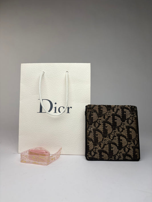 Vintage Dior Oblique Jacquard Bifold Wallet Late 1970s Brown Beige