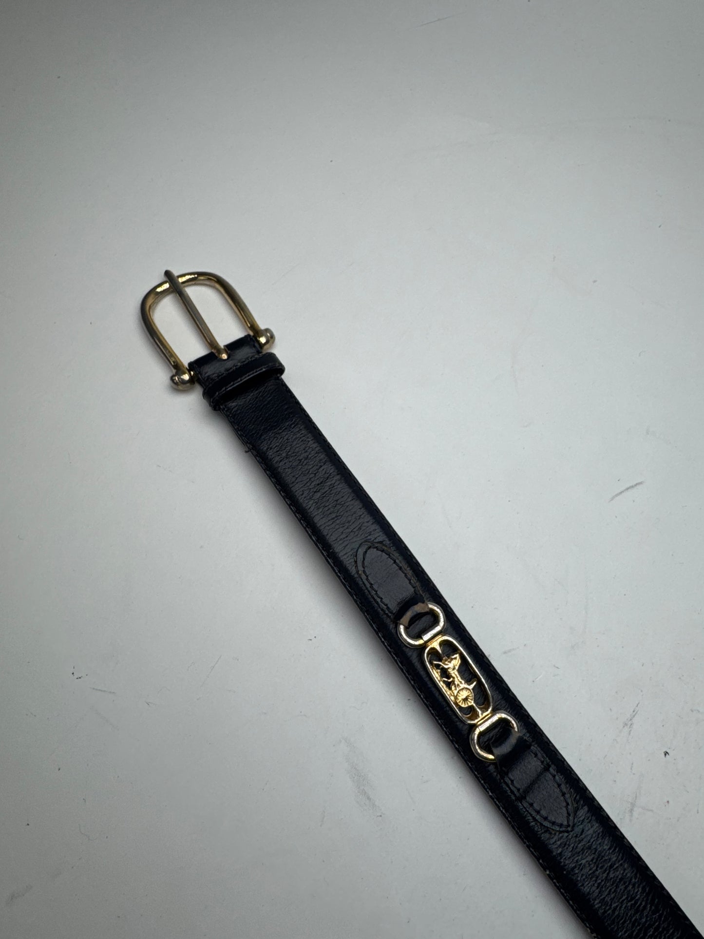 Vintage Celine Paris Leather belt navy