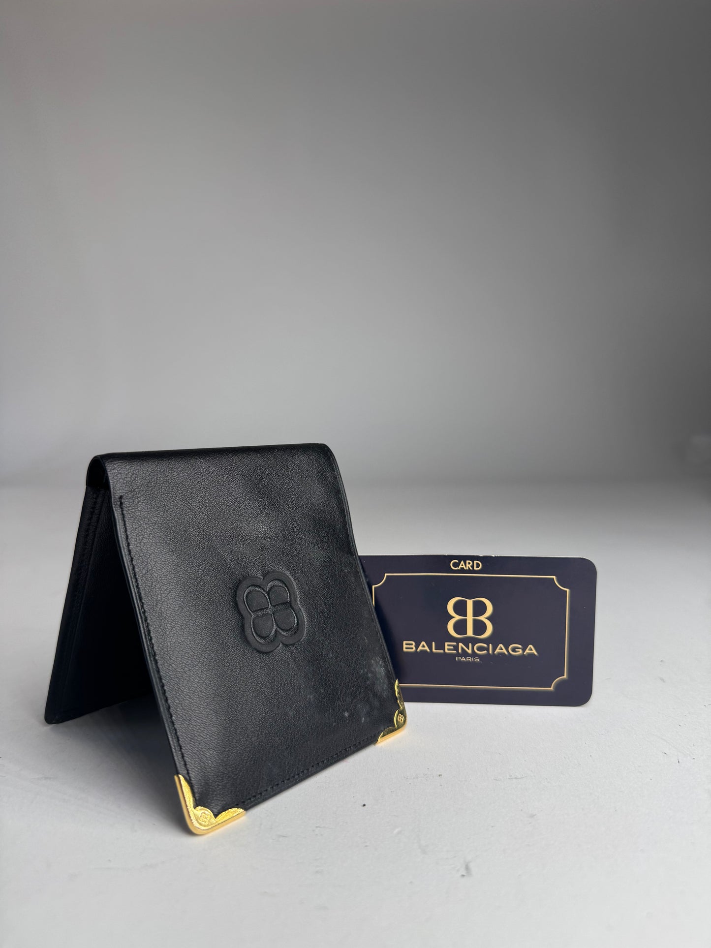 Vintage Balenciaga Leather Wallet Card Holder Black