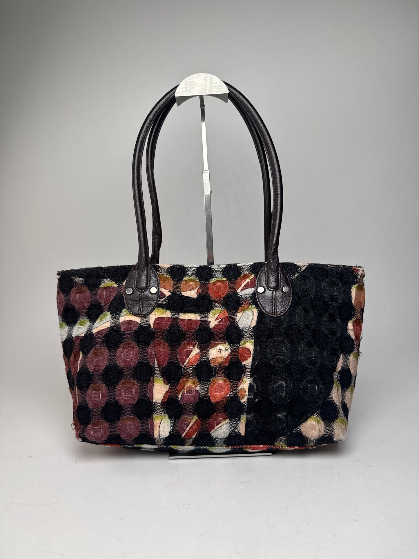 Vintage Emilio Pucci Wool Leather Handbag Brown / Black / Orange