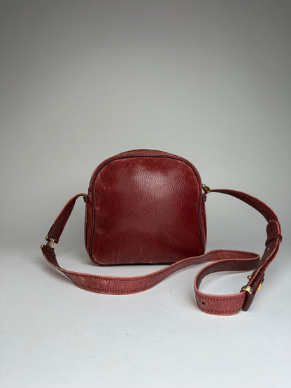 Vintage Cartier Leather Shoulder Bag Dark Red