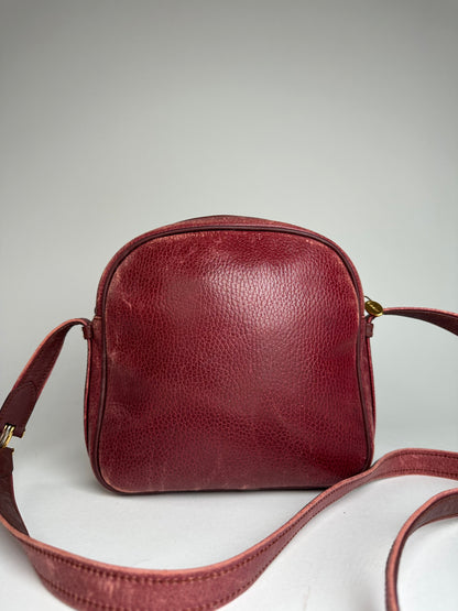 Vintage Cartier Leather Shoulder Bag Dark Red