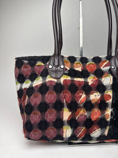 Vintage Emilio Pucci Wool Leather Handbag Brown / Black / Orange