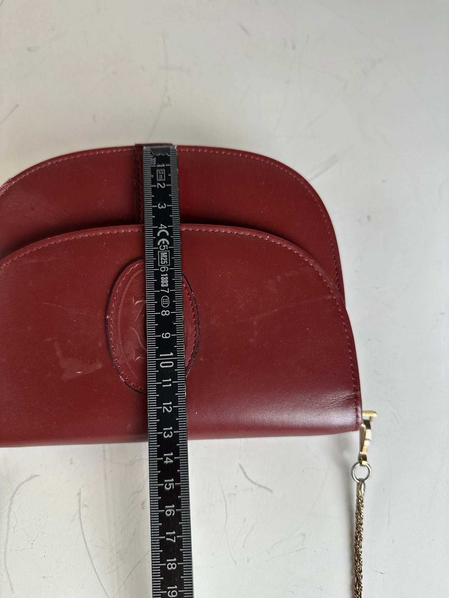 Vintage Cartier Leather Shoulder Bag Burgundy Gold