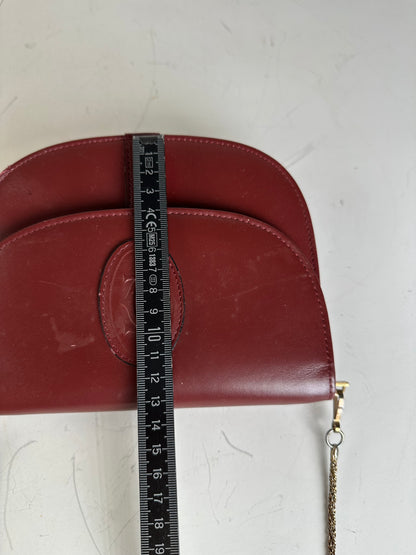 Vintage Cartier Leather Shoulder Bag Burgundy Gold