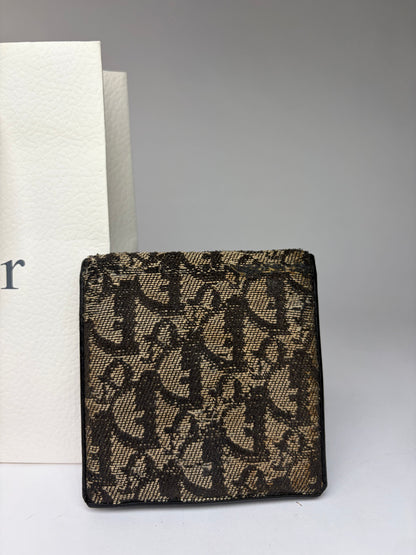 Vintage Dior Oblique Jacquard Bifold Wallet Late 1970s Brown Beige