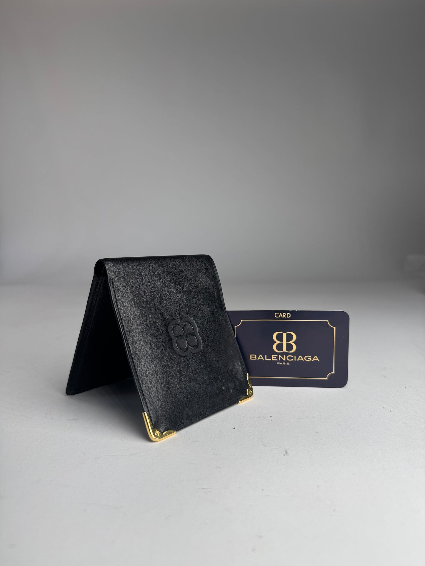 Vintage Balenciaga Leather Wallet Card Holder Black