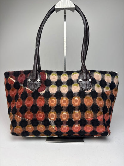 Vintage Emilio Pucci Wool Leather Handbag Brown / Black / Orange