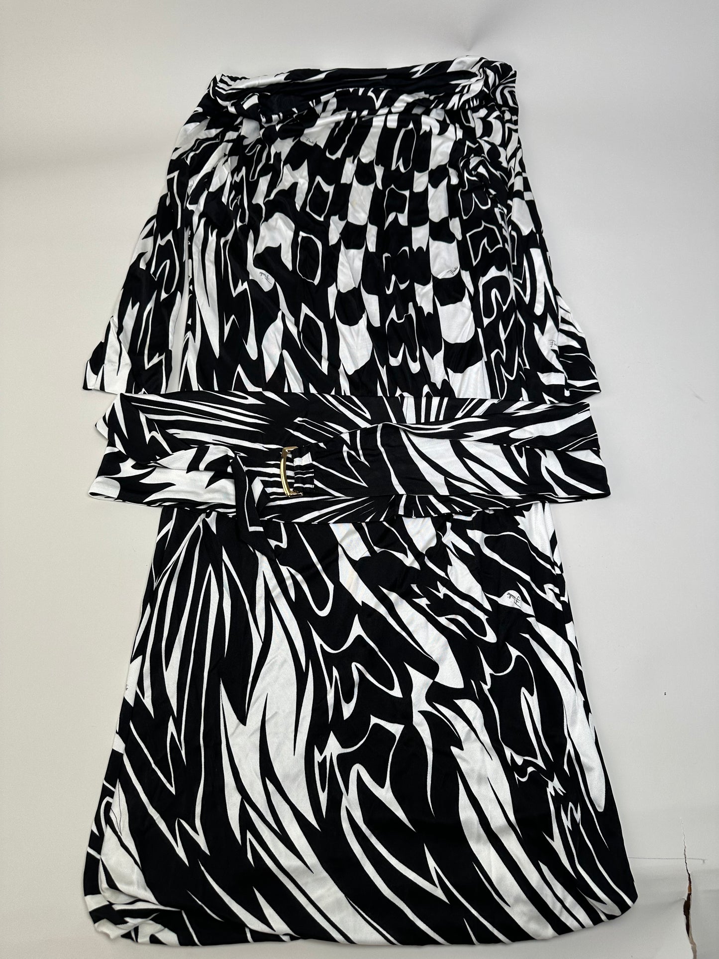 Vintage Pucci Abstract Print Rayon Dress Black White M