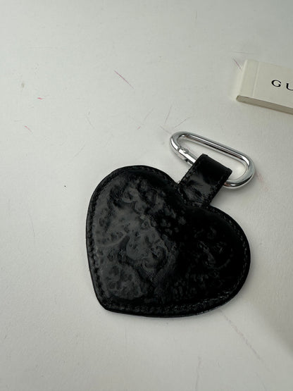 Vintage Gucci Heart Leather Monogram Pendant Black