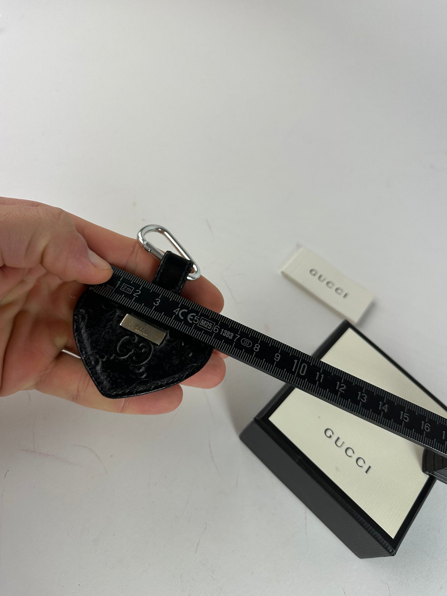 Vintage Gucci Heart Leather Monogram Pendant Black