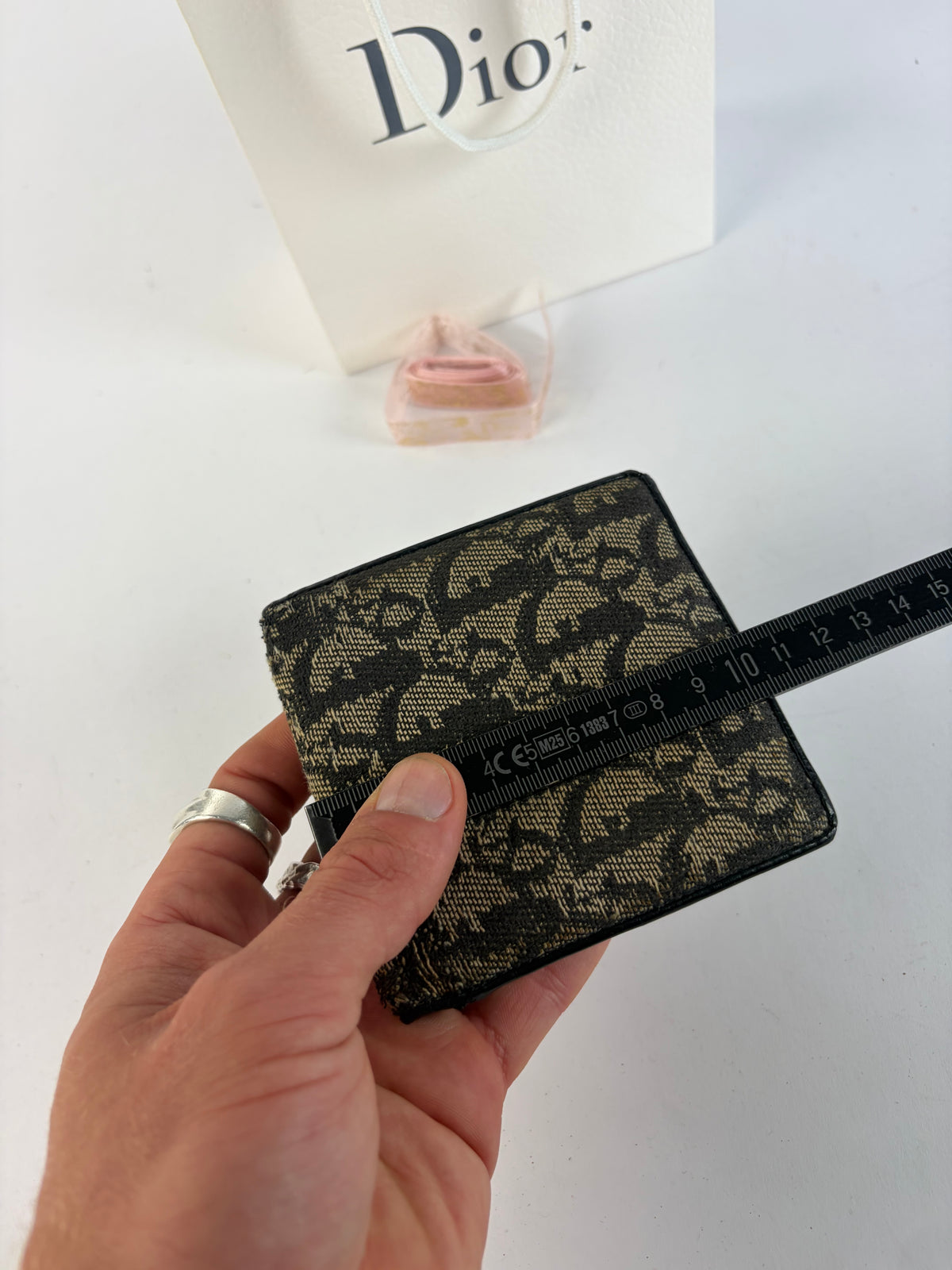 Vintage Dior Oblique Jacquard Bifold Wallet Late 1970s Brown Beige