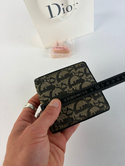 Vintage Dior Oblique Jacquard Bifold Wallet Late 1970s Brown Beige