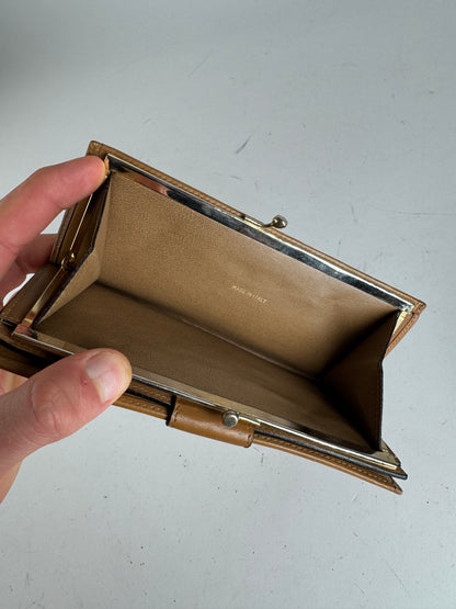 Vintage Celine Paris Monogram Leather Wallet beige brown