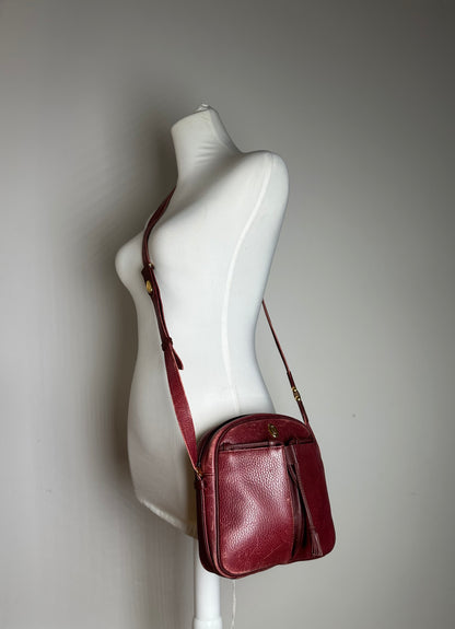 Vintage Cartier Leather Shoulder Bag Dark Red