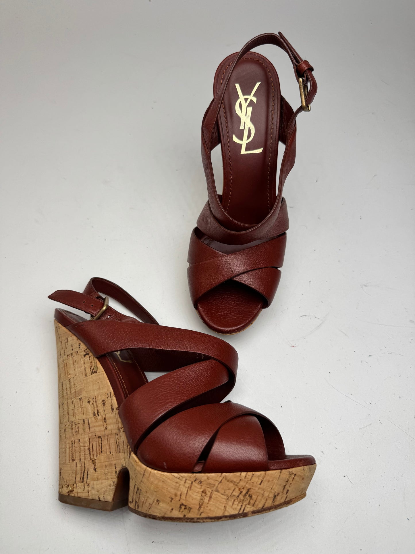Vintage Yves Saint Laurent Leather heels redbrown EU36