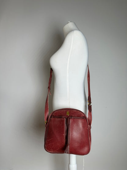 Vintage Cartier Leather Shoulder Bag Dark Red