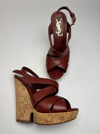 Vintage Yves Saint Laurent Leather heels redbrown EU36