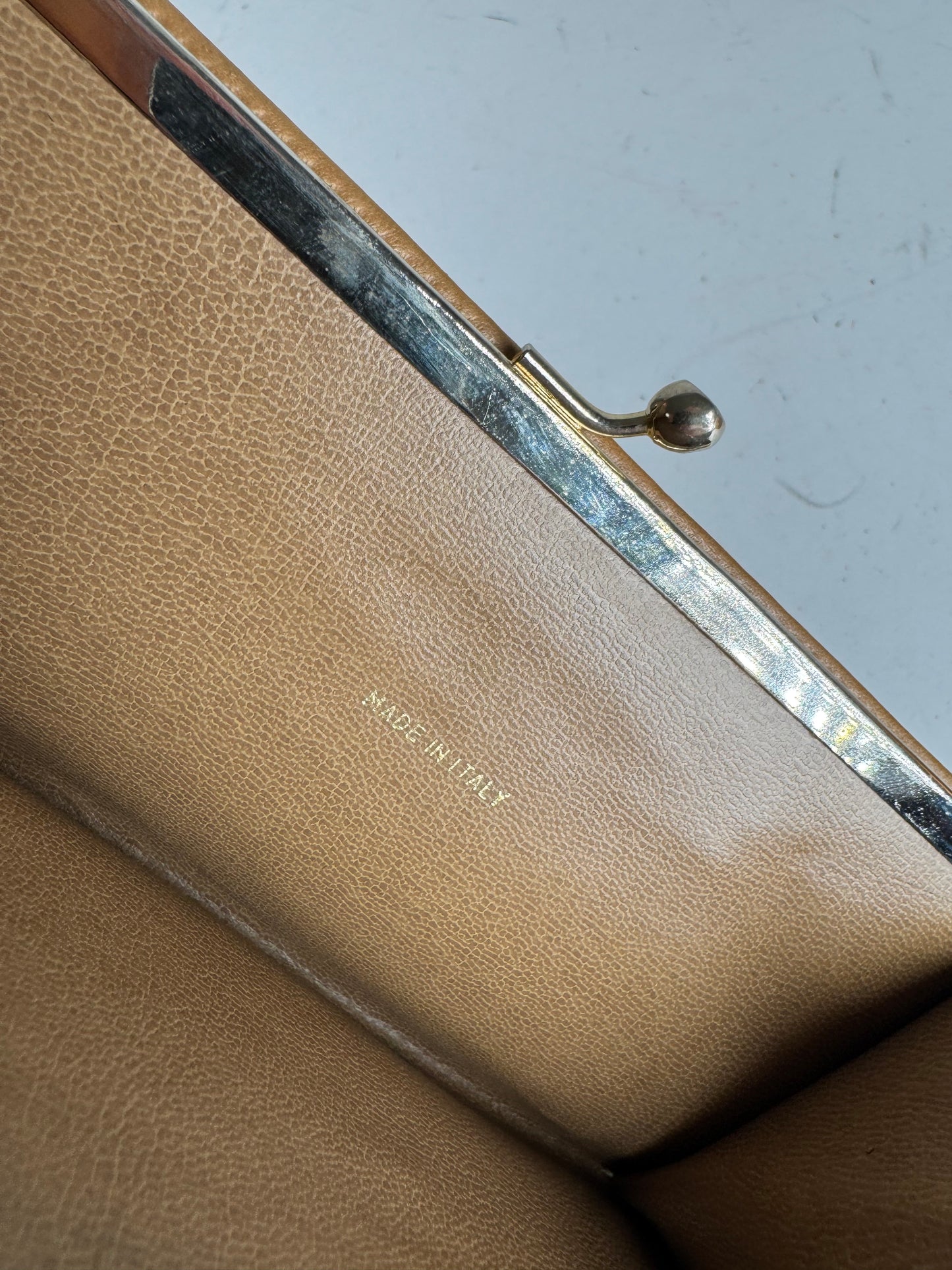 Vintage Celine Paris Monogram Leather Wallet beige brown