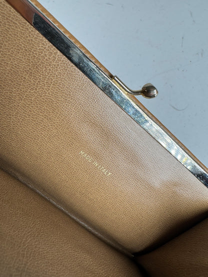 Vintage Celine Paris Monogram Leather Wallet beige brown