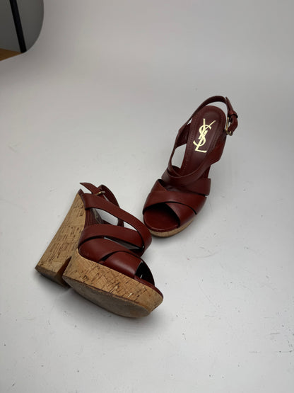Vintage Yves Saint Laurent Leather heels redbrown EU36