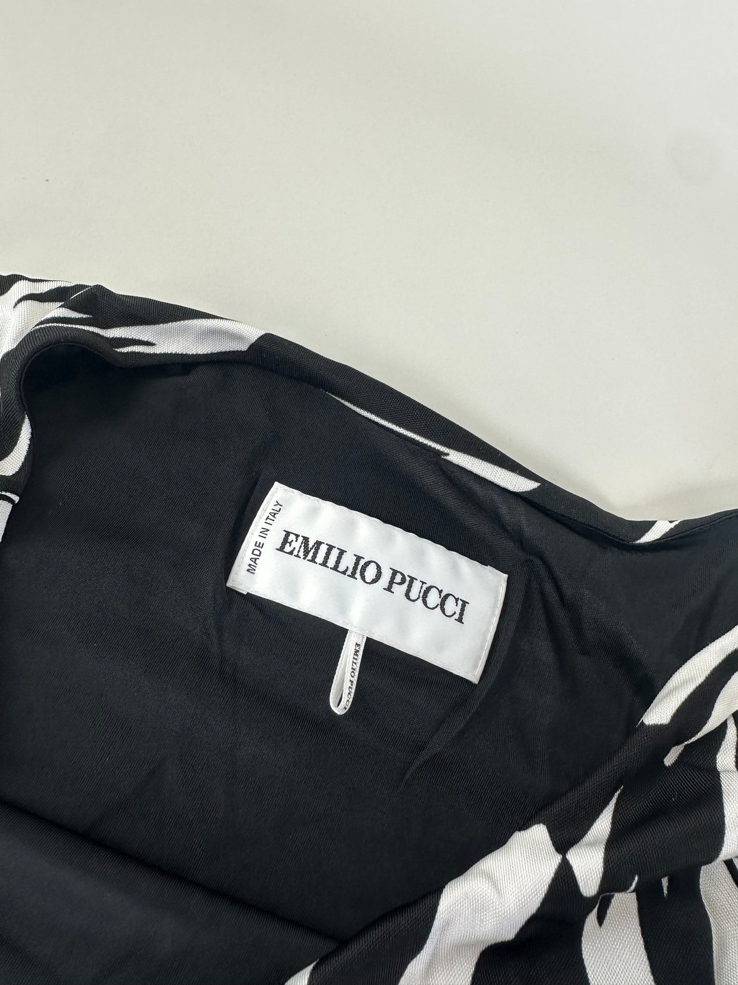 Vintage Pucci Abstract Print Rayon Dress Black White M