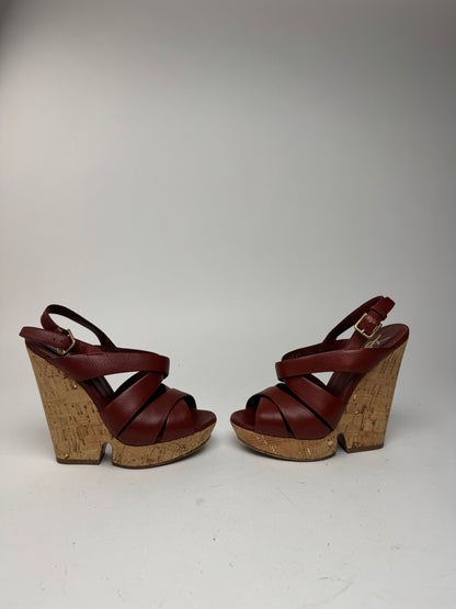 Vintage Yves Saint Laurent Leather heels redbrown EU36