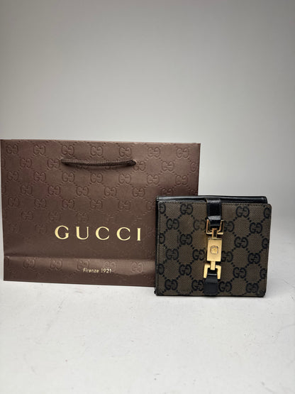 Vintage Gucci Jackie Monogram Wallet black brown